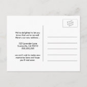 編集可能ハローネイバー、新しいアドレス、ポップコーン 案内ポストカード (裏面)