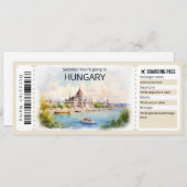 編集可能ハンガリー飛行機チケット，ハンガリー旅行 招待状 (正面/裏面)