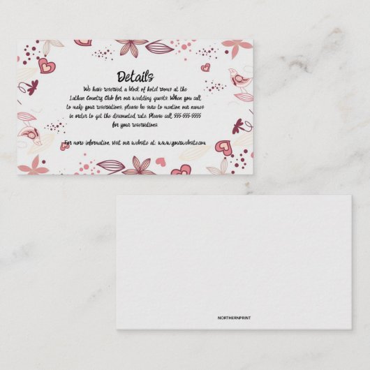 編集可能ハートと花の詳細結婚 エンクロージャーカード (正面/裏面)