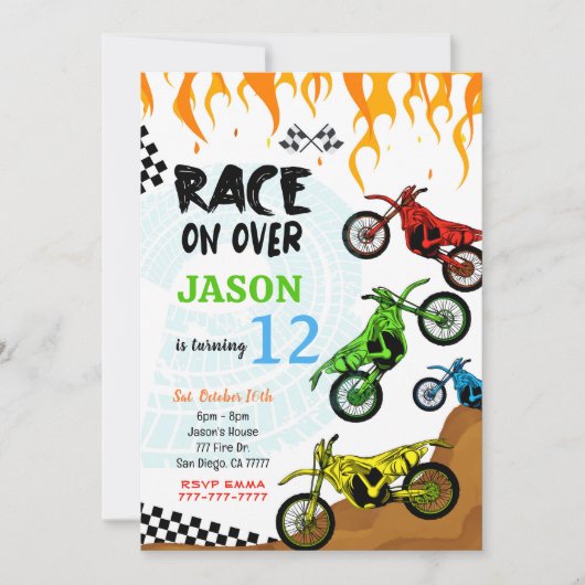 編集可能バイク招待状 招待状 (正面)