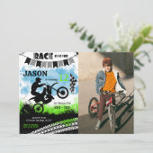 編集可能バイク誕生日フォト招待状 招待状 (スタンド正面)