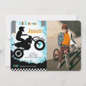 編集可能バイク誕生日フォト招待状 招待状 (正面)
