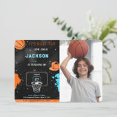 編集可能バスケットボール誕生日フォト招待状 招待状 (スタンド正面)