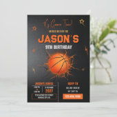 編集可能バスケットボール誕生日 招待状 (スタンド正面)