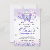 編集可能バタフライ誕生日招待状、バタフライ 招待状 (正面)