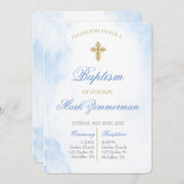 編集可能バプテスマ少年 招待状 (正面/裏面)