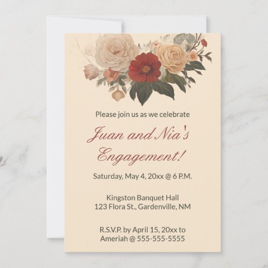 編集可能バラガーデン 招待状 (正面)