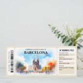編集可能バルセロナスペイン飛行機搭乗パス 招待状 (スタンド正面)
