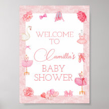 編集可能バレリーナパーティーウェルカムサイン