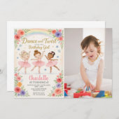 編集可能バレリーナ誕生日招待状for Girls 招待状 (正面/裏面)