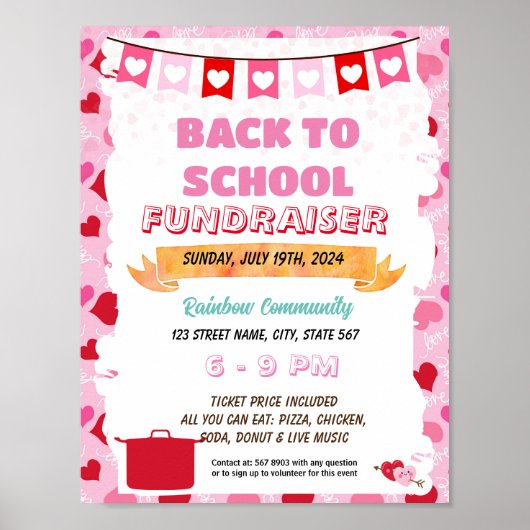 編集可能バレンタインの持ち帰りチラシ ポスター (正面)