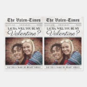 編集可能バレンタインデー新聞フラワーブーケ ラッピングペーパーシート (正面)