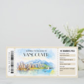 編集可能バンクーバーカナダ飛行機搭乗券 招待状 (スタンド正面)