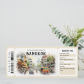 編集可能バンコク飛行機ボーディングパスチケット 招待状 (スタンド正面)