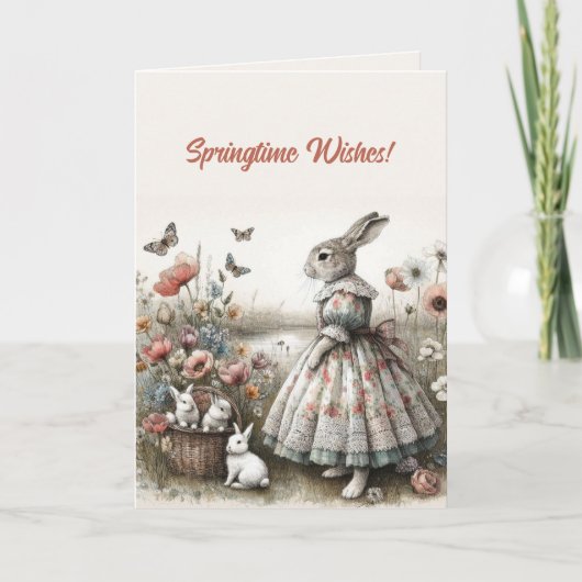 編集可能バンニーズスプリングタイムウィッシュハッピーイースター カード (正面)