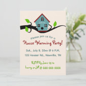 編集可能バードハウスハウスウォーミング招待状 招待状 (スタンド正面)
