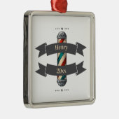 編集可能バーバーショップヘアドレッサーメタルオーナメント メタルオーナメント (右)