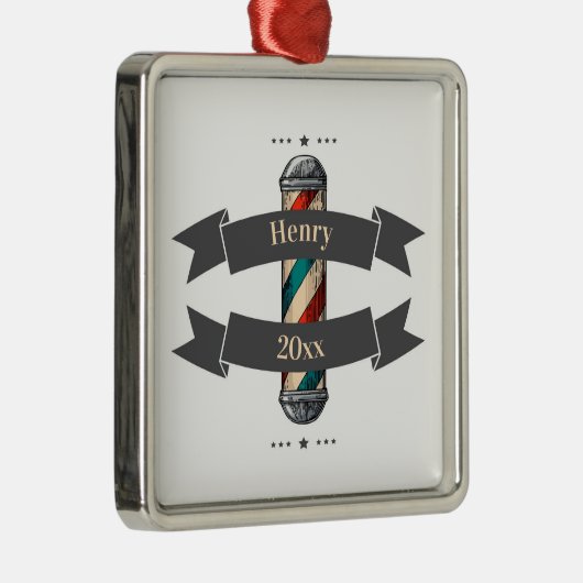 編集可能バーバーショップヘアドレッサーメタルオーナメント メタルオーナメント (右)