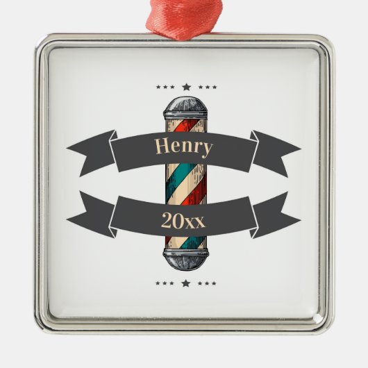 編集可能バーバーショップヘアドレッサーメタルオーナメント メタルオーナメント (正面)