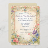 編集可能パステルトレリスつる植物とバラ 招待状 (正面/裏面)