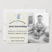 編集可能パステルドットとパーティーハットフォト誕生日 招待状 (正面)