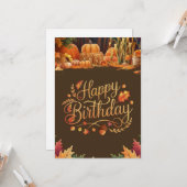 編集可能パステルパンプキンオータム秋ハッピーバースデー カード (正面/裏面インサイチュ)