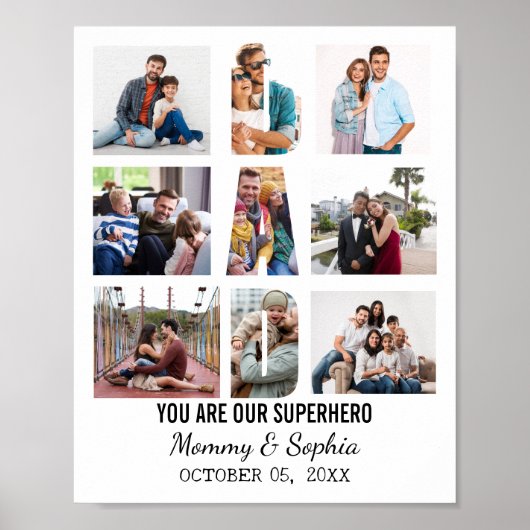 編集可能パパフォトコラージュパパ用スペシャルギフト ポスター (正面)