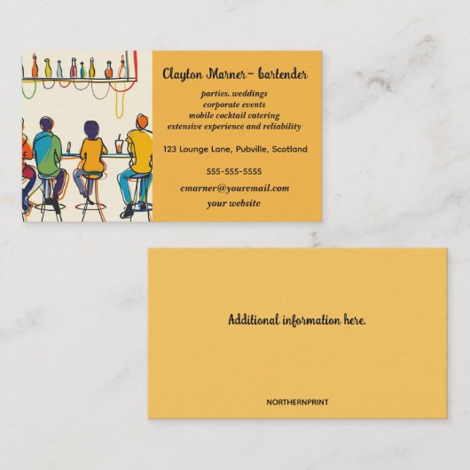 編集可能パブバーテンダー 名刺 (正面/裏面)