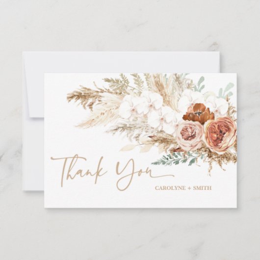 編集可能パンパスグラスベビーシャワーサンキューカード (正面)