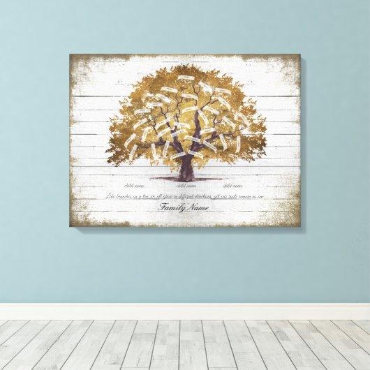 編集可能パーソナライズされた家系図6世代 キャンバスプリント (インサイチュ (ウッドフロア))