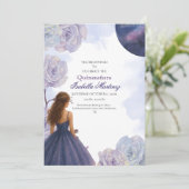 編集可能パープルウォーターカラーキンセニェラ招待状 招待状 (スタンド正面)
