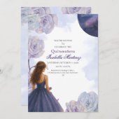 編集可能パープルウォーターカラーキンセニェラ招待状 招待状 (正面/裏面)