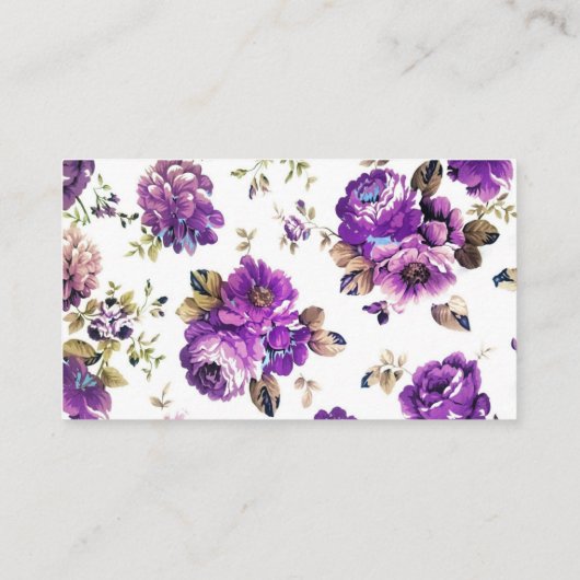 編集可能パープルフラワーショップブーケメッセージカード 名刺 (裏面)