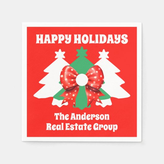 編集可能ビジネスハッピーホリデーズクリスマスパーティー スタンダードカクテルナプキン (正面)