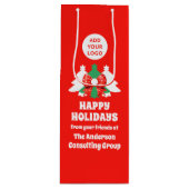 編集可能ビジネスロゴのハッピーホリデー企業の ワインギフトバッグ (正面)