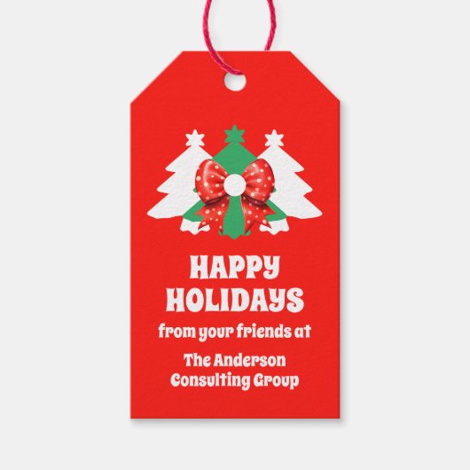 編集可能ビジネスロゴハッピーホリデーズクリスマス ギフトタグ (正面)