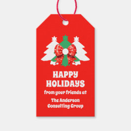 編集可能ビジネスロゴQRコードハッピーホリデー ギフトタグ