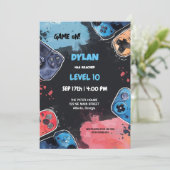 編集可能ビデオゲーム誕生日招待状テンプレート 招待状 (スタンド正面)
