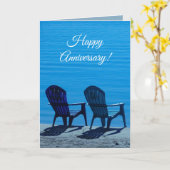 編集可能ビーチチェア記念日 カード (黄色い花)