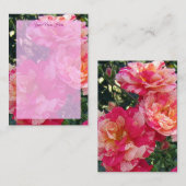 編集可能ピンクと白のストライプのバラフラット ノートカード (正面/裏面)