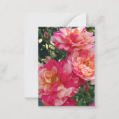 編集可能ピンクと白のストライプのバラフラット ノートカード (裏面)