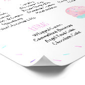 編集可能ピンクアイスクリームサンデ誕生日標識 ポスター (角)