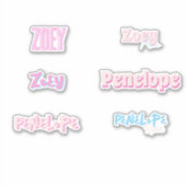 編集可能ピンクカスタムのカット名ビニールステッカー シール (正面)