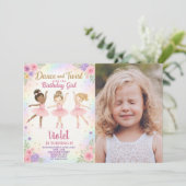 編集可能ピンクダンスパーティーテンプレートと写真 招待状 (スタンド正面)