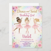 編集可能ピンクダンスパーティーテンプレート 招待状 (正面/裏面)
