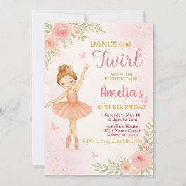 編集可能ピンクダンスパーティーテンプレートfor Girls 招待状