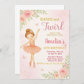 編集可能ピンクダンスパーティーテンプレートfor Girls 招待状 (正面/裏面)