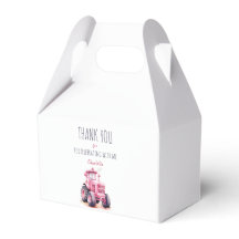 編集可能ピンクトラクター誕生日ゲーブルボックス