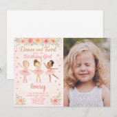 編集可能ピンクパステルダンスパーティーfor Girls 招待状 (正面/裏面)