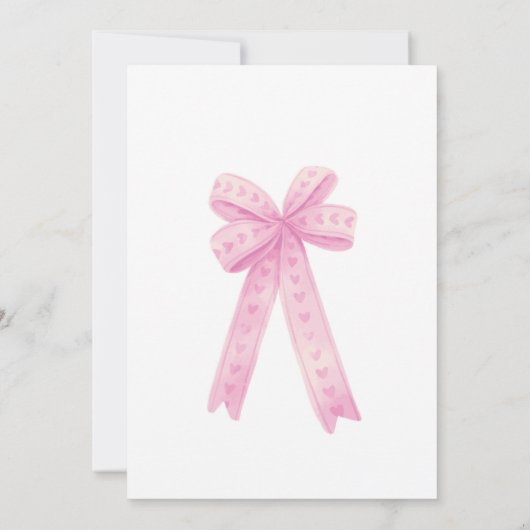 編集可能ピンクボウファースト女子誕生日招待状 招待状 (裏面)